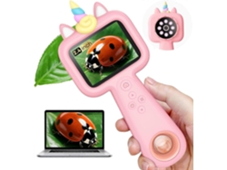 Microscopio portátil para niños 600x, mini microscopio digital de mano de 2,4 pulgadas para niños -