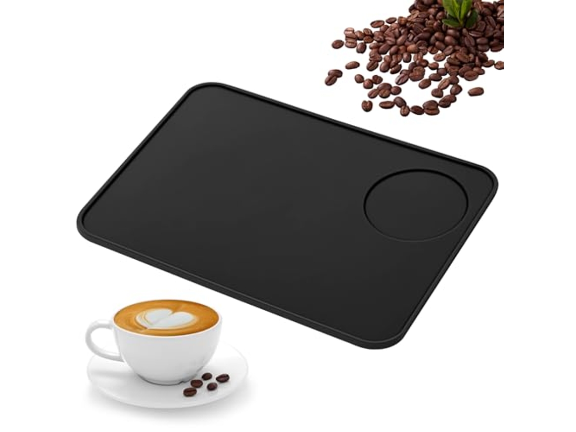 Alfombrilla de silicona para cafetera y prensatelas - Base antideslizante - 22x15cm - Negra