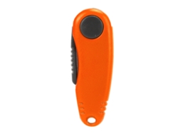 Tijeras plegables para hilo de pescar Anub con forma de camarón, de acero y plástico con cubierta protectora naranja.