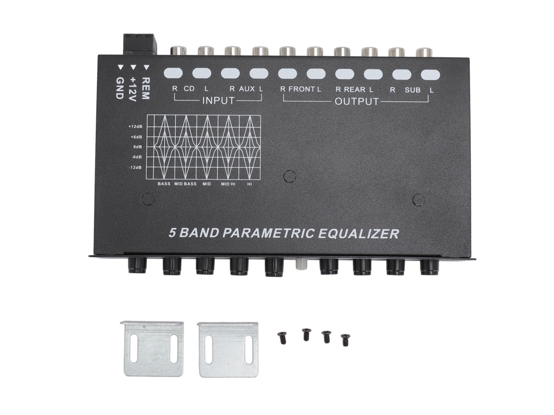 Ecualizador De Audio Para Automóvil Ajustable De 5 Bandas Con Cd, Entradas Aux Y Salidas Para Subwoofer Delantero/trasero.