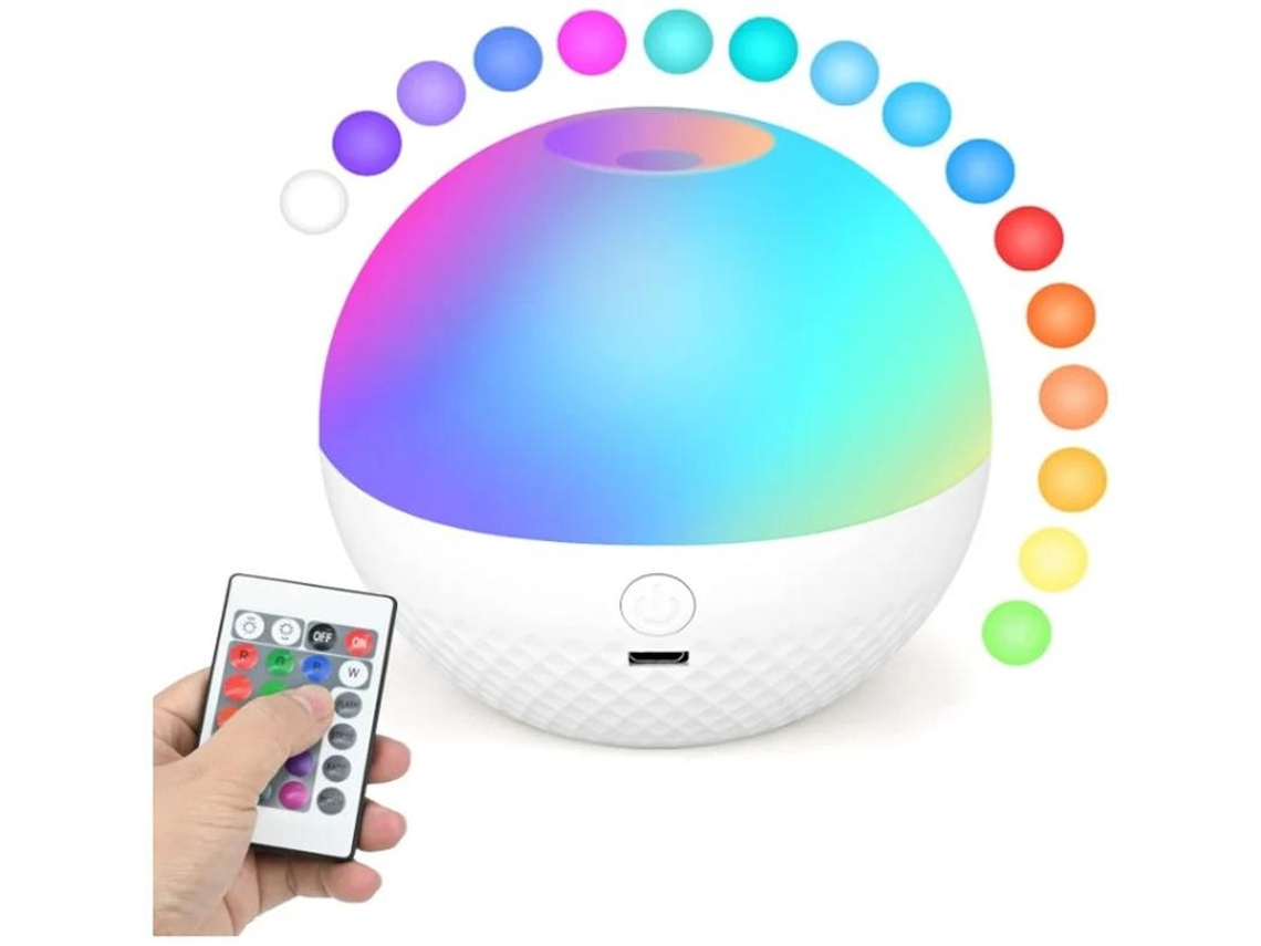 Luz Nocturna Infantil Yizhood Pgd 01 Touch Led Con Control Remoto 16 Cambios De Color Brillo Ajustable Usb Recargable Blanco