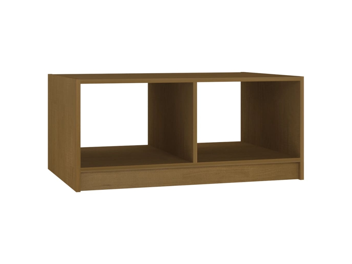 Mesa de centro de pino macizo, color marrón miel (75 x 50 x 33,5 cm)