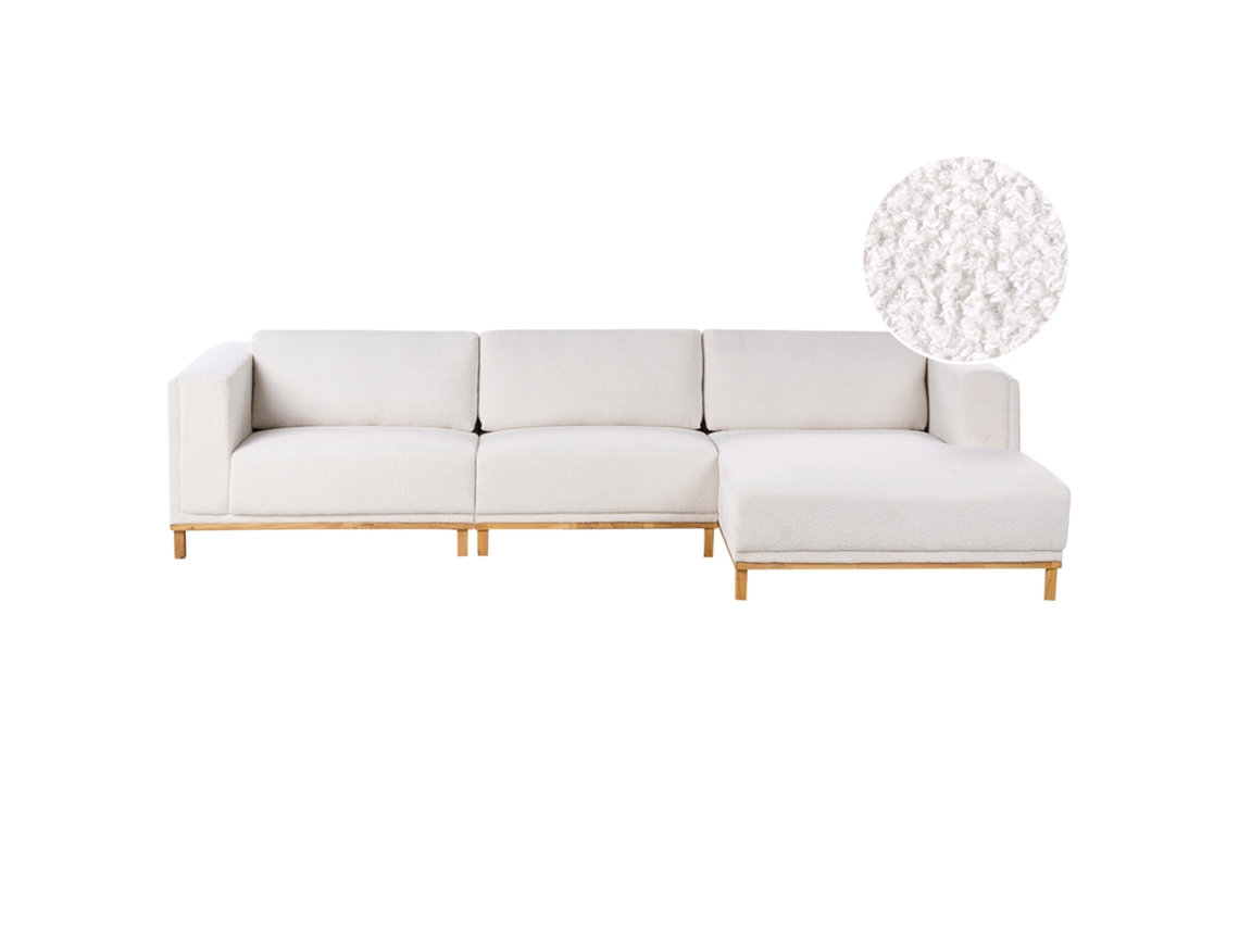 Sofá esquinero Beliani Veng De Bouclé blanco 347x156x84