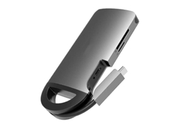 Concentrador USB C portátil 8 en 1, USB C, 100 W de potencia, HDMI 4K, 3 USB 3.0, lector de tarjetas SD/Micro SD, RJ45 de 1 Gbps, para MacBook Pro/Air gris. Bestvite