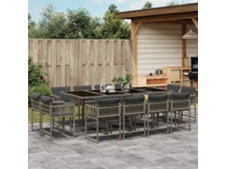 Juego de comedor de jardín de 13 piezas con cojines de mimbre gris DKD Home Decor
