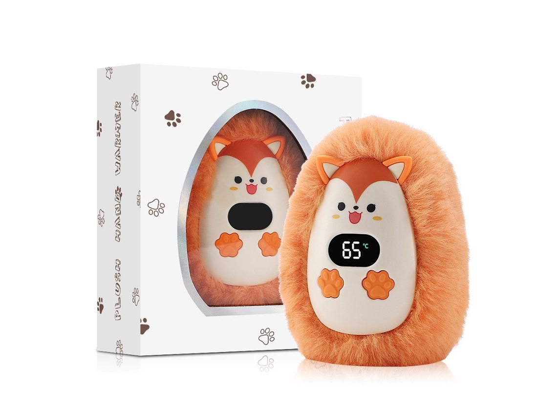 Calentador de manos portátil de felpa con diseño de dibujos animados, ajustable a 3 temperaturas, para uso en interiores y exteriores. Chrui (Shiba Inu)