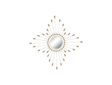 Espejo de pared HOME ESPRIT Blanco Dorado Metal Cristal 80 x 2,5 x 80 cm