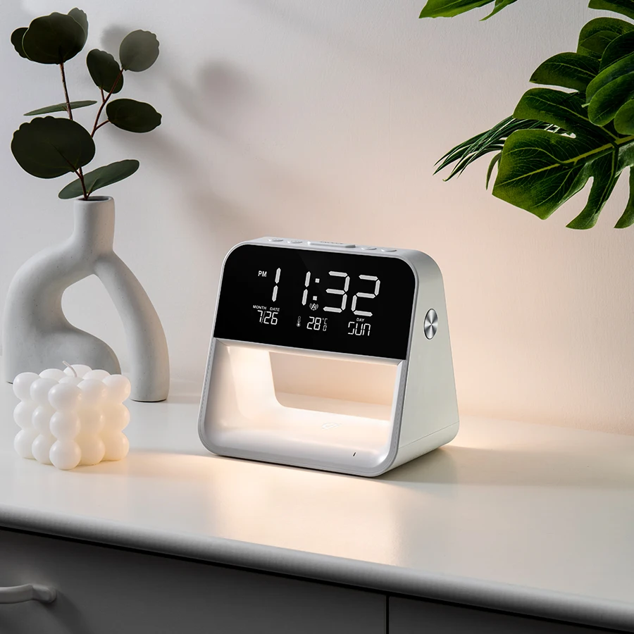 (branco) 1 Novo Relógio De Mesa De Cabeceira Para Quarto, Feito De Material Abs, Alimentado Por Usb.