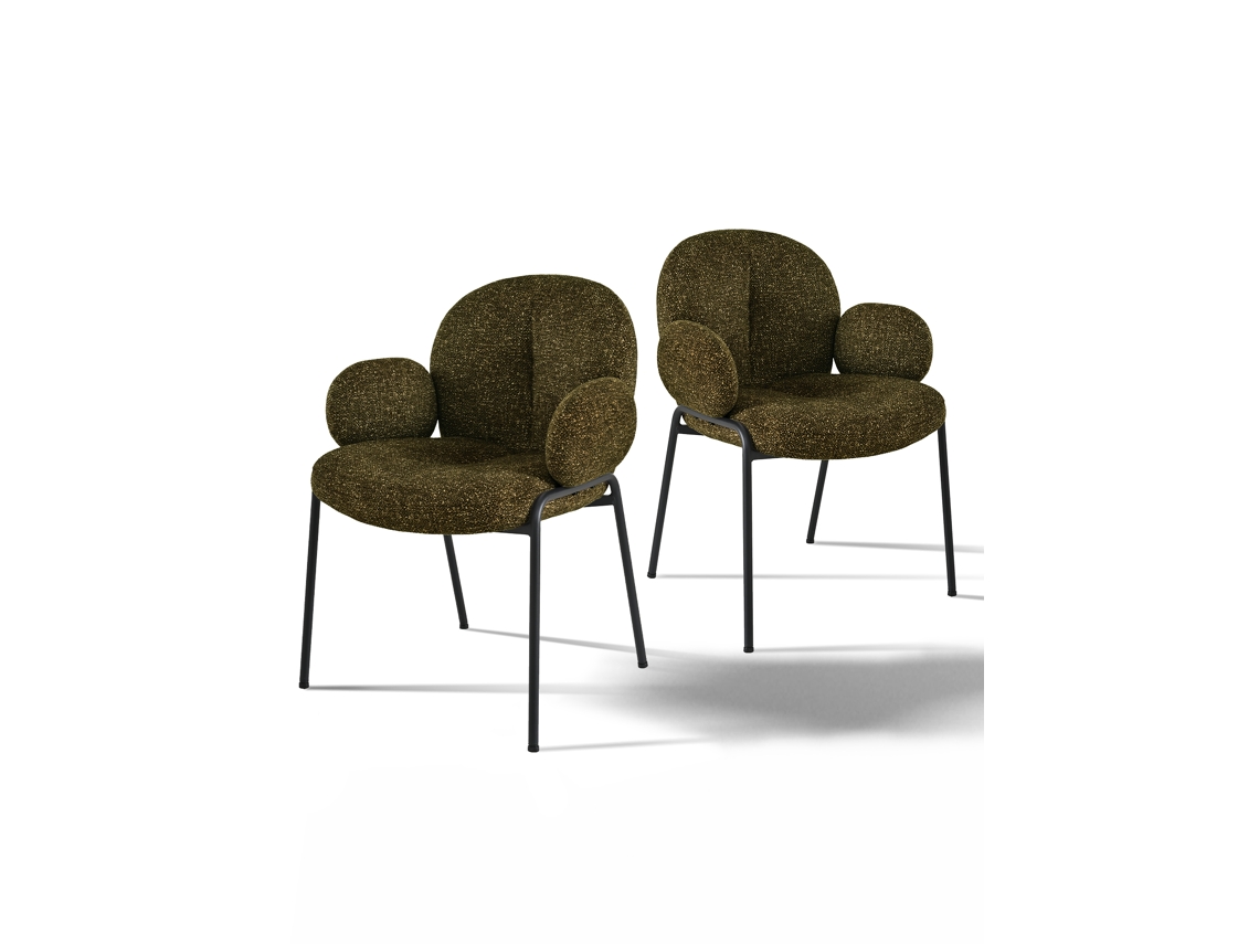 Sillas De Comedor Goeurvant 1235(pack De 2, Marrón Tudor, Bouclé)