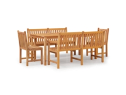 Juego de 5 piezas de comedor de jardín de madera maciza de teca EXCLUSIVA DE LA CASA