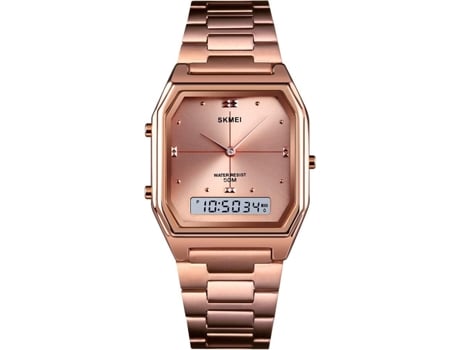 VEANXIN Reloj de pulsera para mujer con correa de acero inoxidable LED cuadrado resistente al agua-Plata
