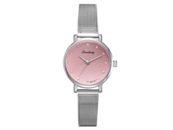 Reloj De Pulsera De Aleación Para Mujer Con Esfera Redonda Y Movimiento De Cuarzo Rosa.