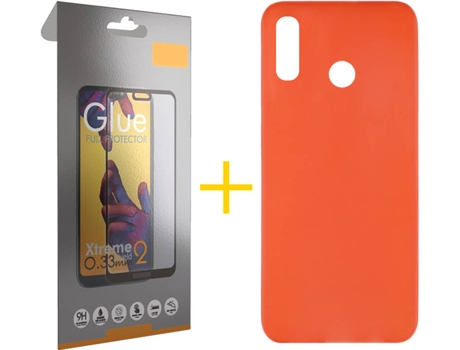 Kit Funda + Protector de Pantalla Huawei P Smart 2019 SKYHE Liso Rojo