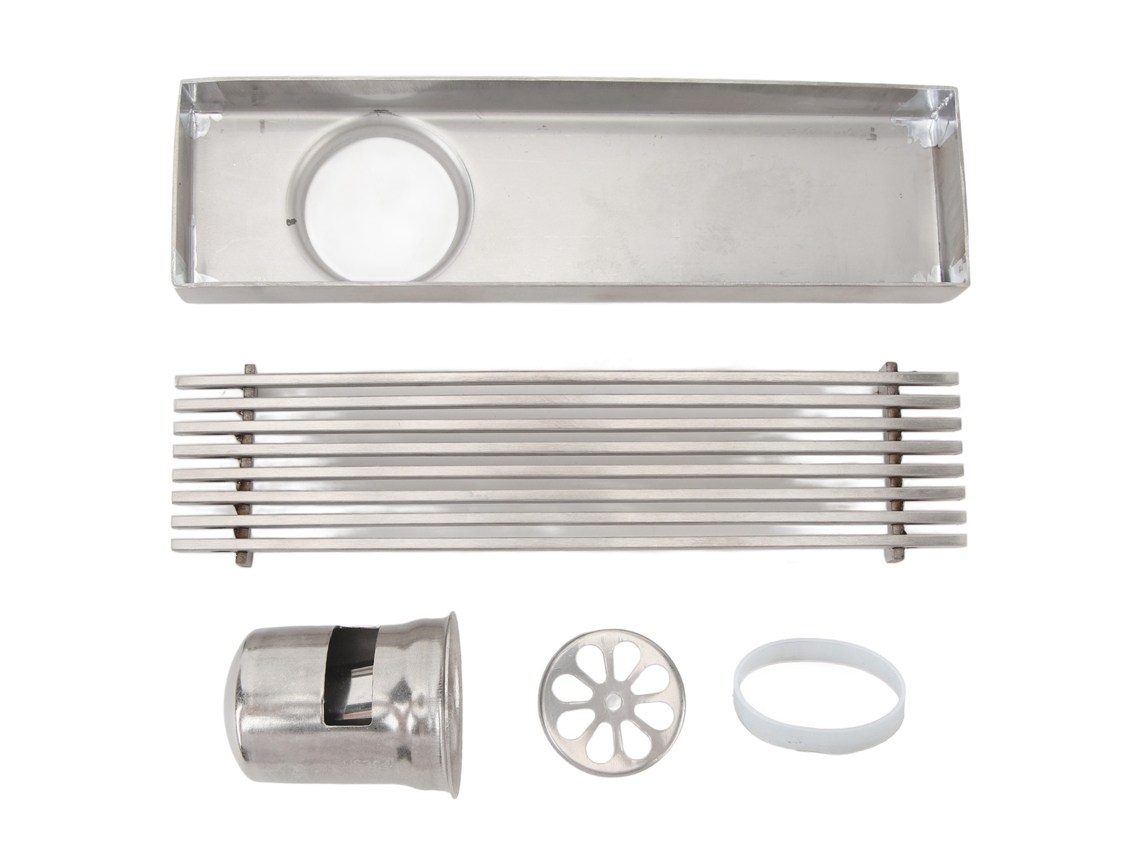 Desagüe Lineal Rectangular De Acero Inoxidable Para Ducha, De 20 Cm, Con Rejilla Antiolor Para Tubería De 50 Mm.