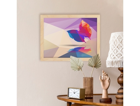 Póster NACNIC de Animales Geométricos con Fondos A Color. Mariposa, Ilustrada con Formas Geométricas, y con Un Colorido Fondo.