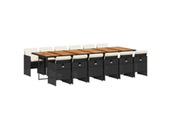 Maison Exclusive - Set Comedor De Jardín Con Cojines 13 Pzas Ratán Sintético Negro