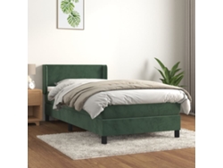 Cama Box Spring Con Colchón Terciopelo Verde Oscuro 80x200 Cm