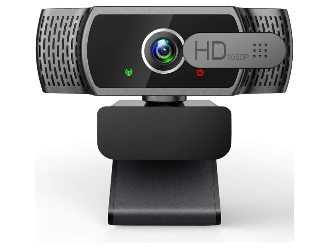 Cámara web para PC con micrófono, 1080p FHD, cubierta de privacidad y soportes, Yizhood Plug and Play, USB (negro)