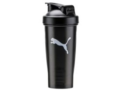 Botella mezcladora Puma negra, ideal para el gimnasio y el uso diario.