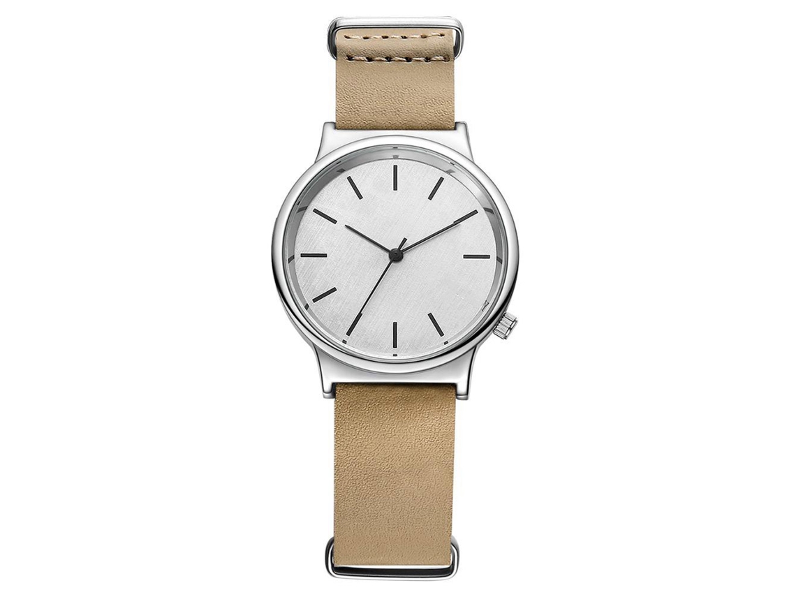 Reloj De Pulsera Casual De Cuarzo Para Hombre Vansvar De Piel Sintética Con Esfera Sencilla En Blanco Y Negro.