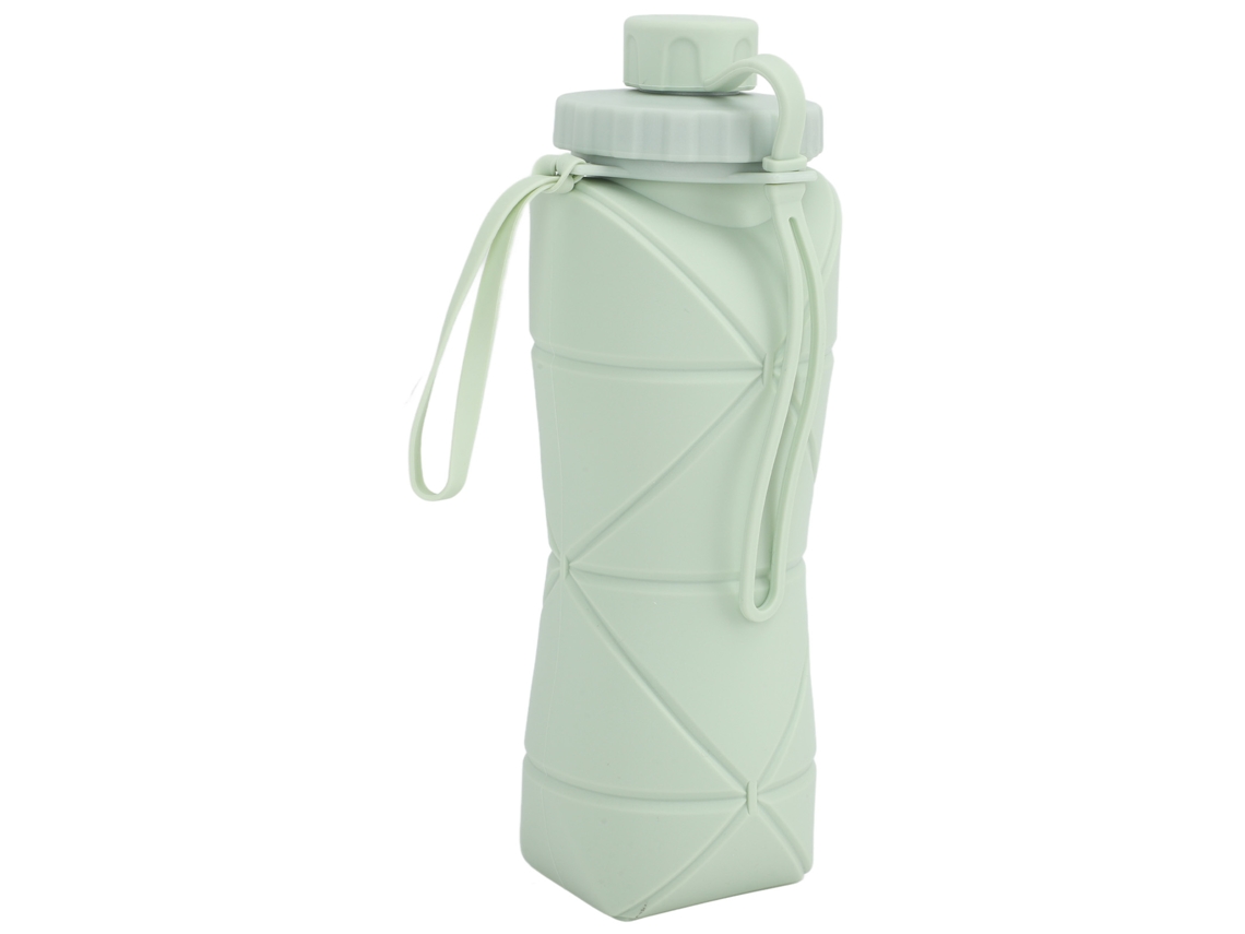 Botella De Viaje Plegable De Silicona, A Prueba De Fugas, Plegable, Para Gimnasia, Senderismo, Deportes, Verde, 600 Ml