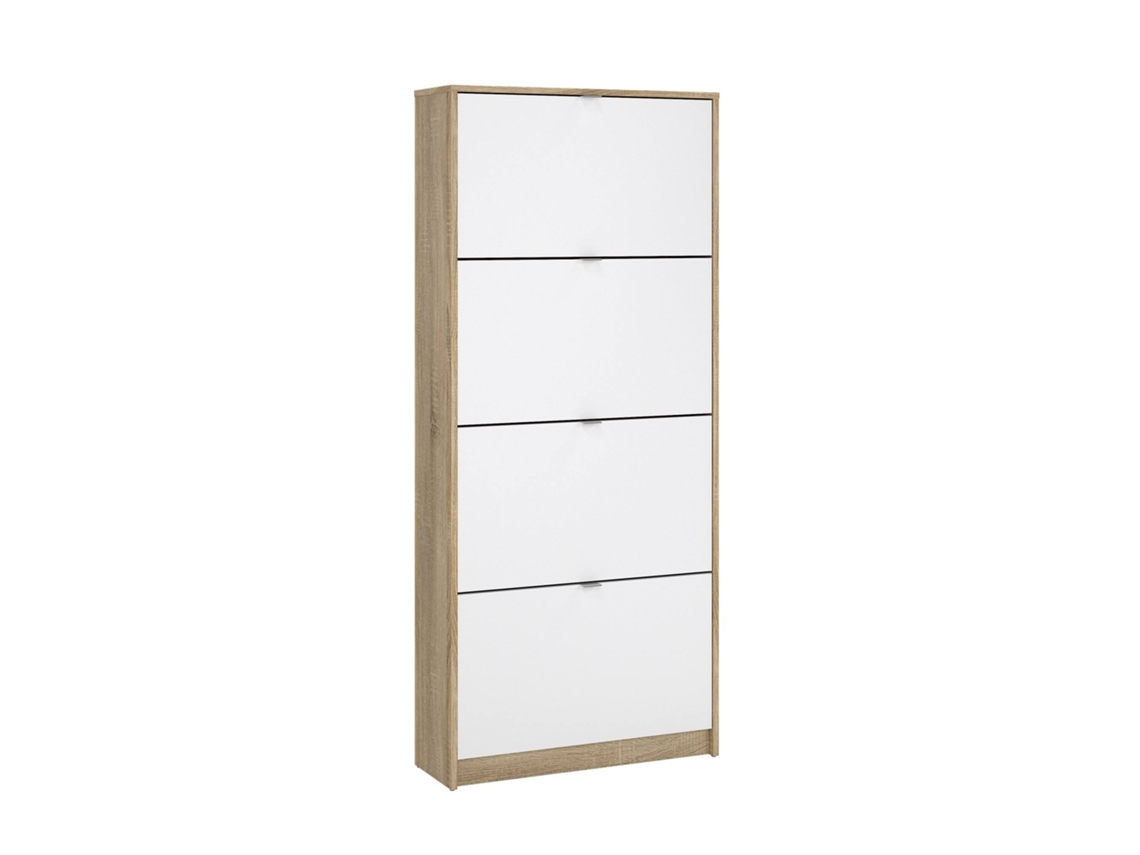 Zapatero Wellhome Adaja con 4 compartimentos para 24 pares, 70 x 24 x 162 cm, blanco y roble