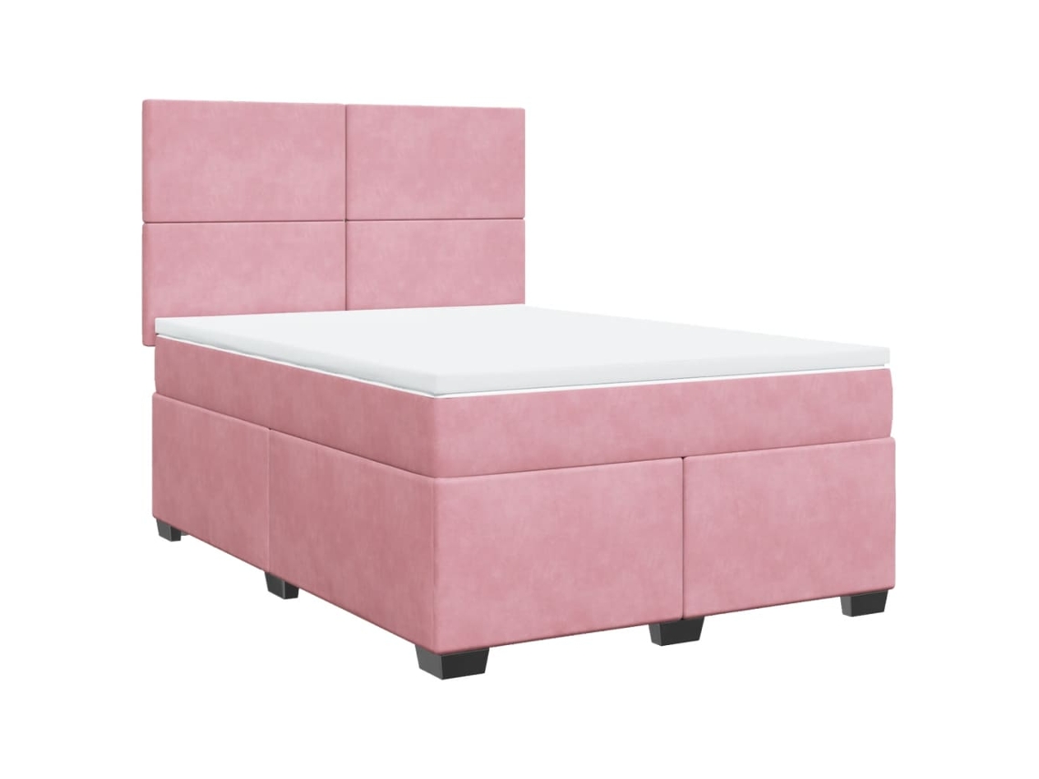 Maison Exclusive - Cama Box Spring Con Colchón Terciopelo Rosa 140x200 Cm