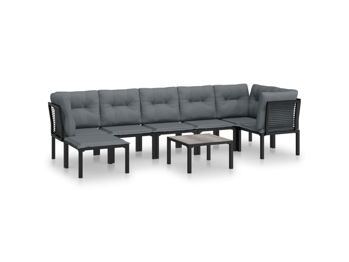 Maison Exclusive - Juego De Muebles De Jardín 8 Pzas Ratán Sintético Negro Y Gris