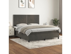 Cama Box Spring Con Colchón Terciopelo Gris Oscuro 180x200 Cm