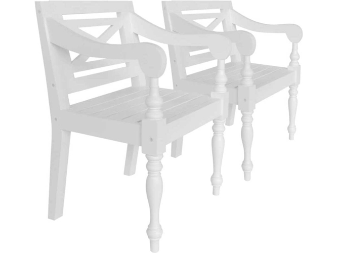 Conjunto 2 Silla Jardin VIDAXL Blanco Madera