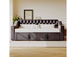 Sofá Cama 90/180*190 Cm - Brazo Más Ancho Y Grueso Con Puerto Usb, Almacenamiento Integrado En Los Brazos, Con Bolsillos, Con Somier - Gris Oscuro