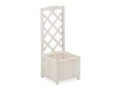 Relaxdays Pérgola De Jardín, Enrejado De Madera, Decoración De Exterior, Macetero, 20 L, 90 Cm, Blanco