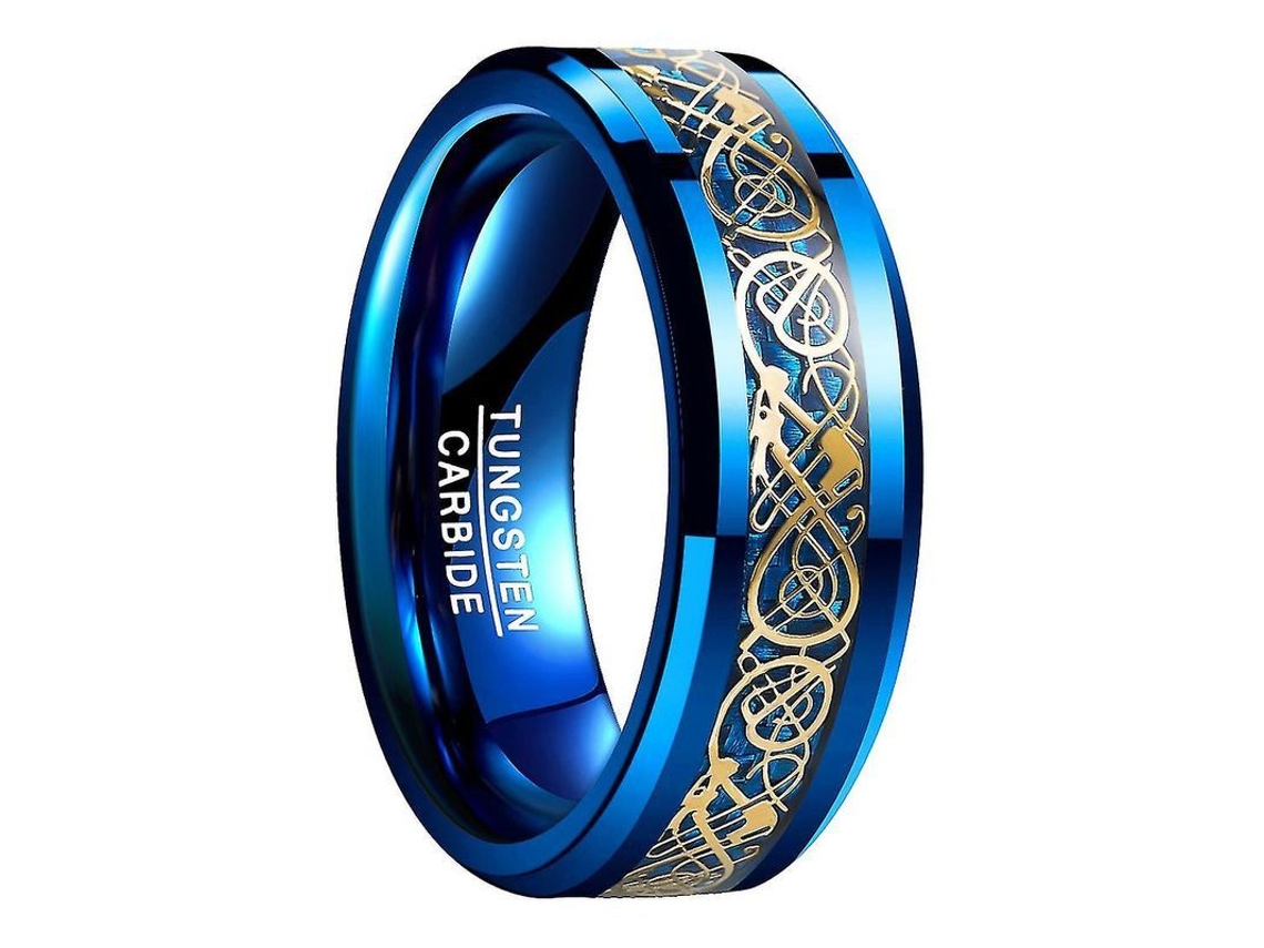 2026-anillo De Carburo De Wolframio Azul Dragón Celta Fibra De Carbono Boda 8mm