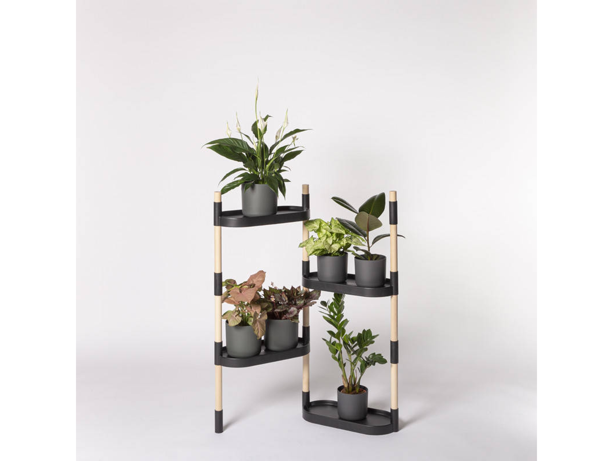 Estante para Plantas CITYSENS Negra 4 macetas (47x20x10 cm)