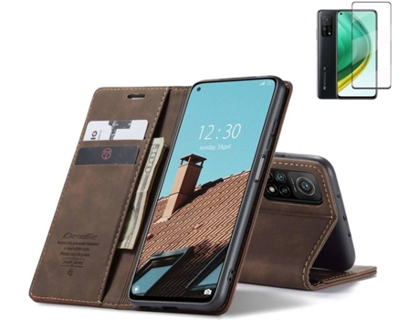 Carcasa y Protector Xiaomi Mi 10T Pro Livro Caseme Elite Marrón