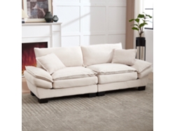Sofá doble moderno con colchón de plumas, acogedor y espacioso, color beige, VOLTEDGE