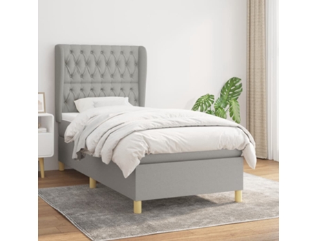 vidaXL Cama con somier y colchón 90x190 cm tela gris claro