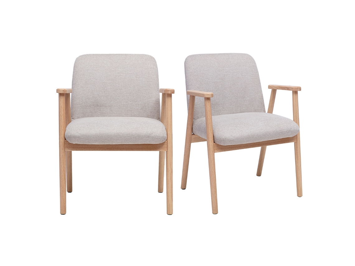 Sillas De Tejido Con Efecto Terciopelo Texturizado Beige Y Madera Clara (lote De 2) Kitty Miliboo