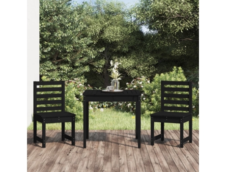 Conjunto 3 Mesa y sillas de jardín VIDAXL madera maciza de pino negro