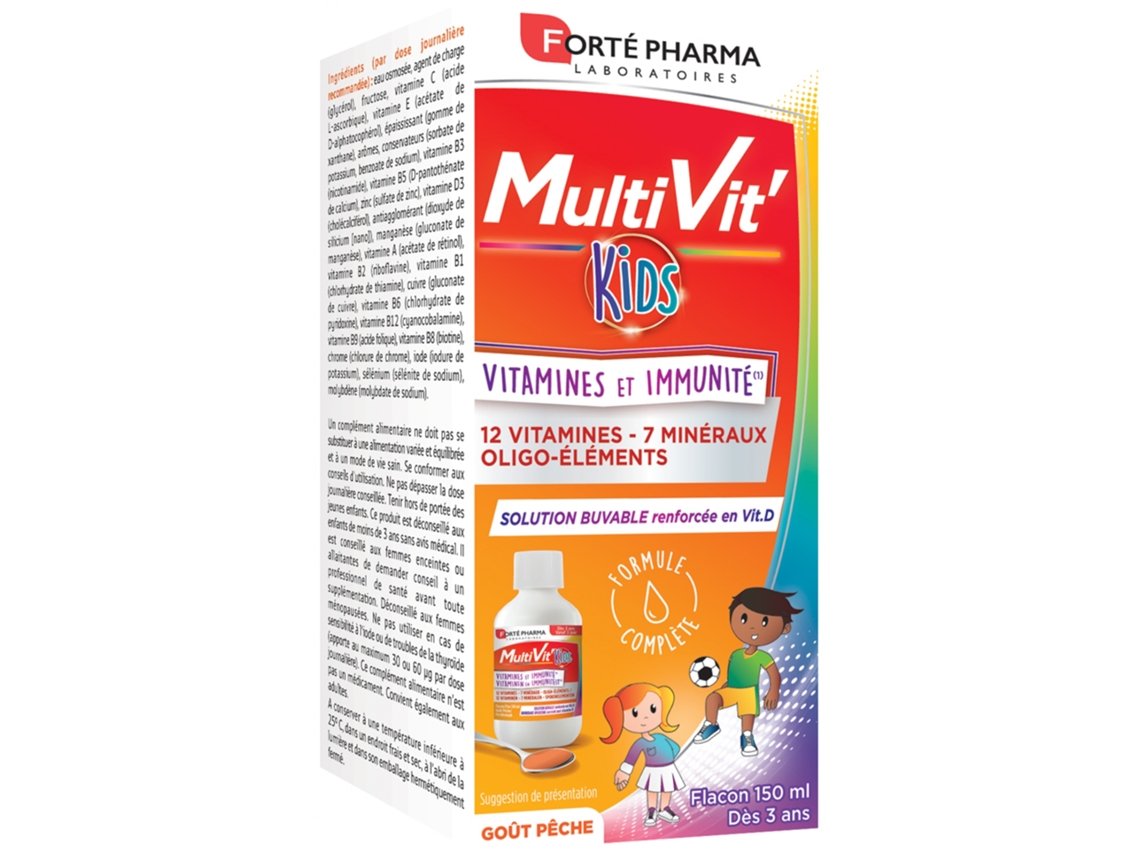 Jarabe de Vitaminas e Inmunidad Multivit'Kids 150 Ml FORTÉ PHARMA
