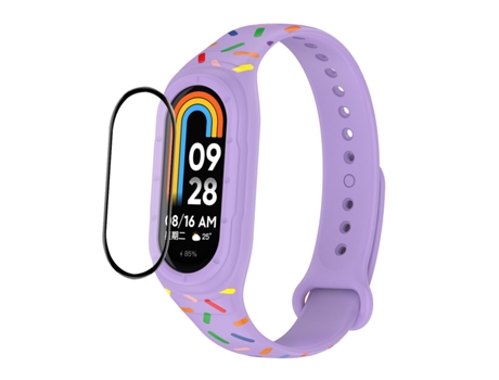 Correa de reloj inteligente para Xiaomi Mi Band 8 ENKAY Hat-Prince Protector de pantalla de cobertura total + Correa deportiva de silicona ajustabl...