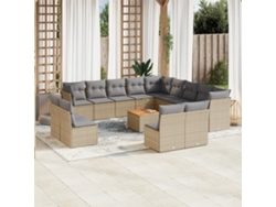 Conjunto de 14 sofás de jardín con cojines de mimbre beige de DKD Home Decor