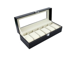 Vitrina/caja de almacenamiento Hengjian para 6 relojes (negra)