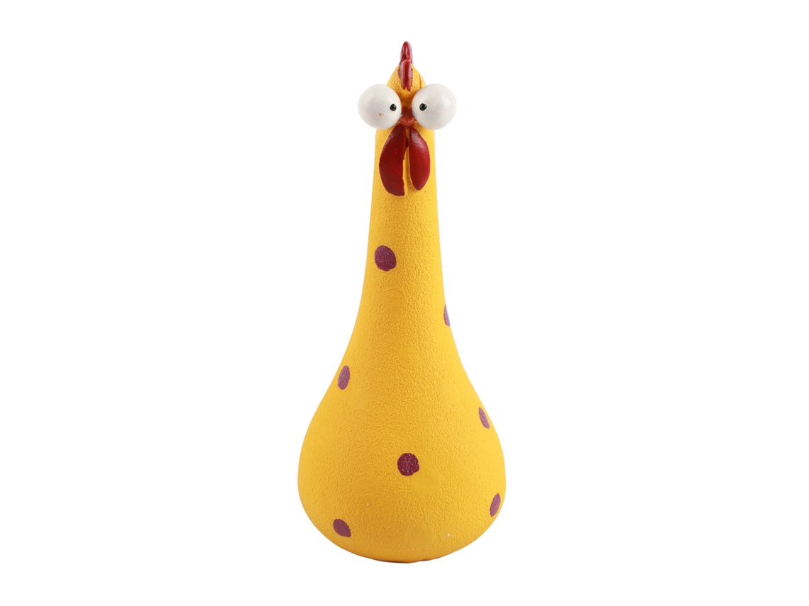 Estatua De Pollo De Cuello Largo De Resina Hecha A Mano Para Decoración De Jardín Y Patio - Amarillo