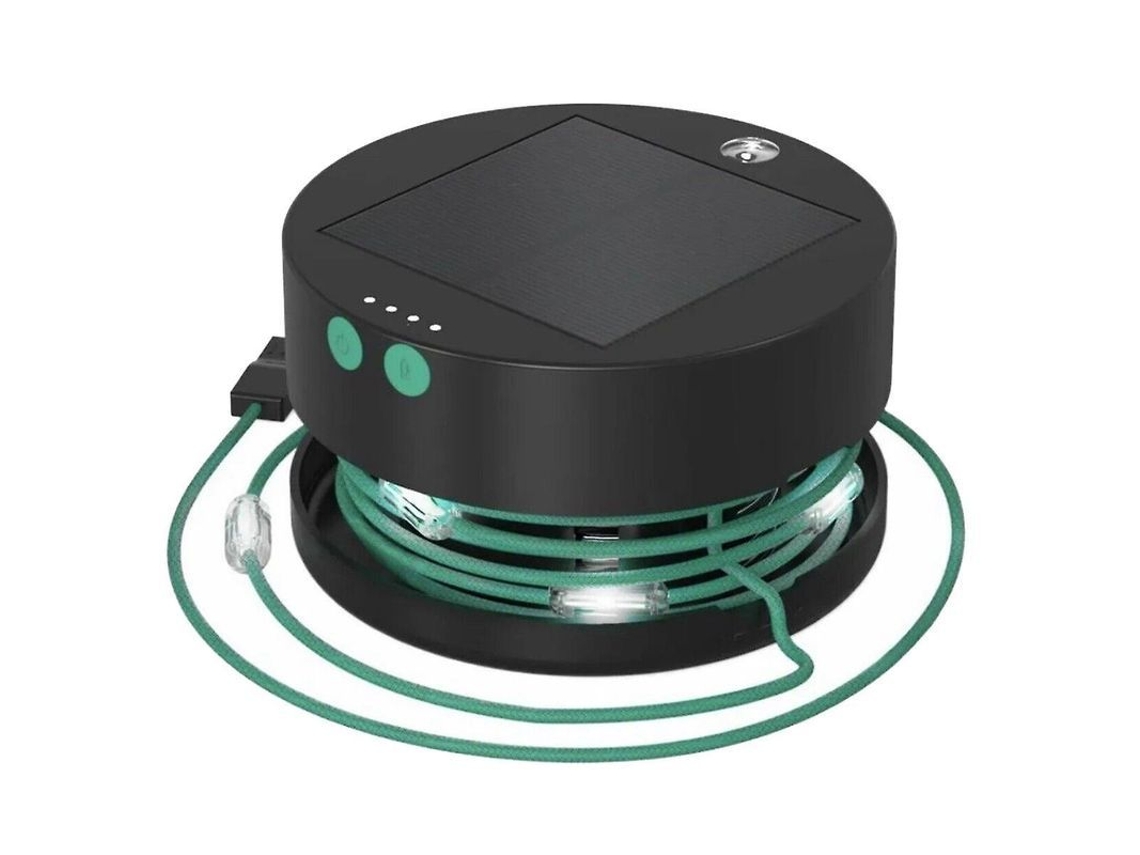 Luz De Camping Solar Luces De Cadena Led Con Cargador De Teléfono 100 Lumens 4 Modos Negro Negro