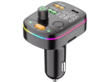 Transmisor Bluetooth para cargador de automóvil con carga rápida QC3.0 y llamadas manos libres (negro)