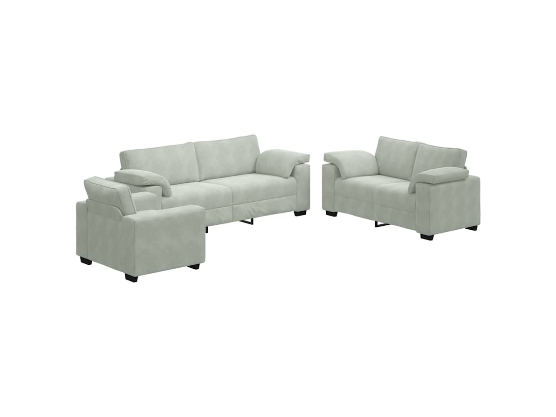 Maison Exclusive - Juego De Sofás Con Cojines 3 Piezas Terciopelo Gris Claro