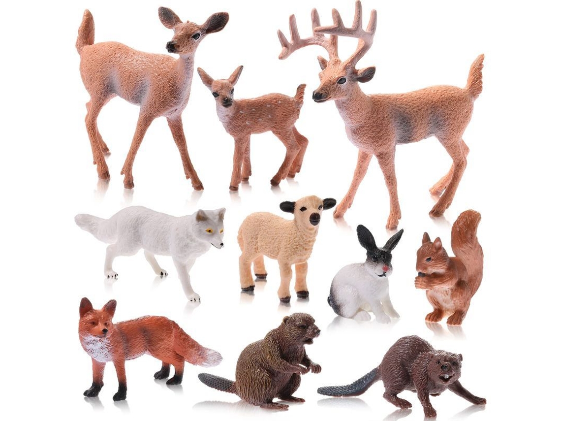10 Figuras En Miniatura De Animales Del Bosque: Animales Realistas Del Bosque.