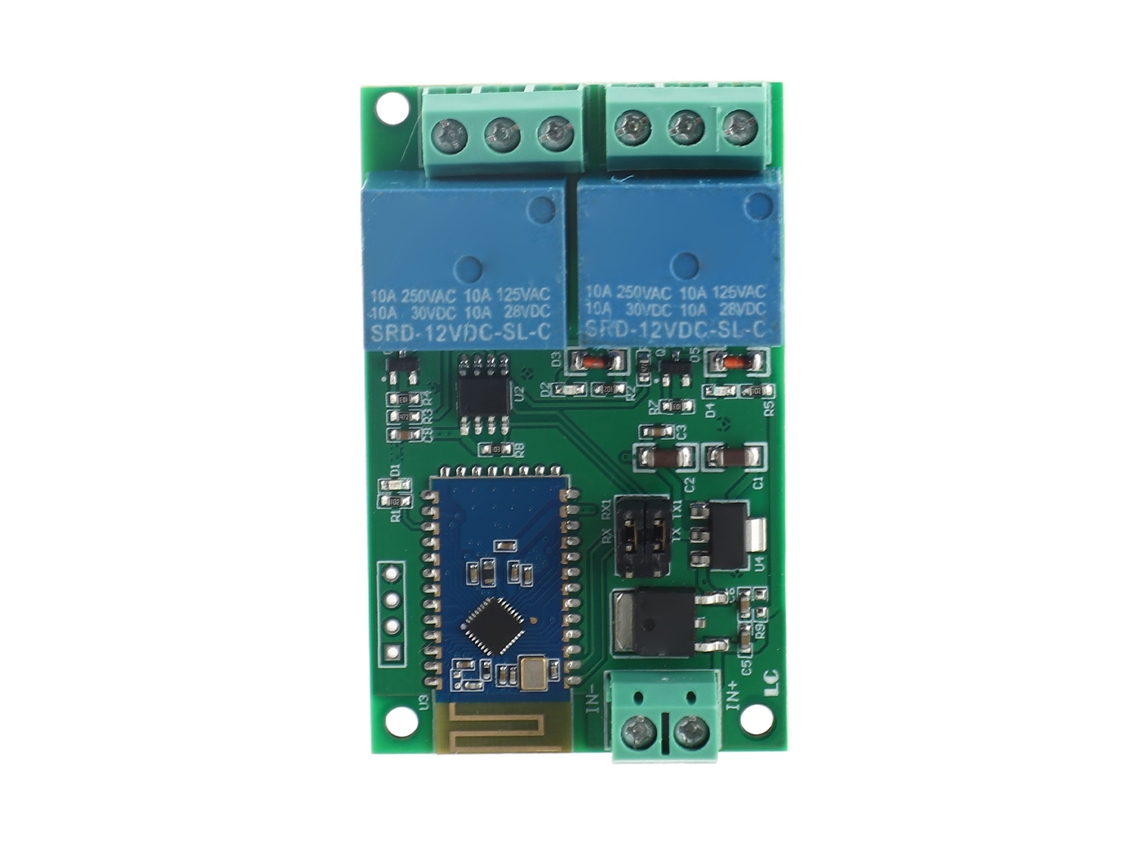 Módulo Relé 2 Canales Con Bluetooth Control Remoto Por App Indicador Led Dc 12v
