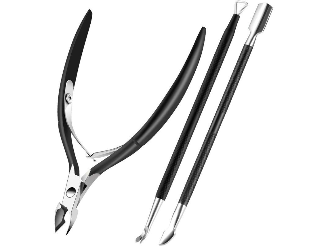 Kit De Herramientas De Acero Inoxidable Negro Para Manicura Y Pedicura Con Alicates Y Empujadores De Cutículas.